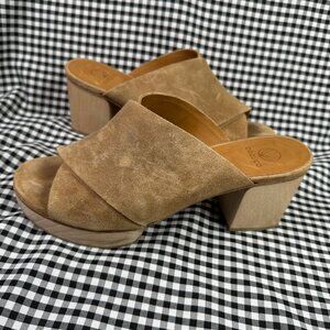COCLICO Richie Heeled Neutral Beige Chunky Suede Clog EU Size 38.5 / US 8.5